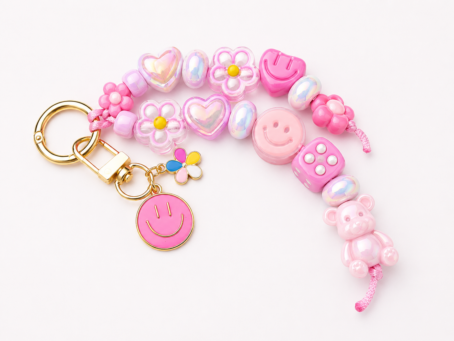Beaded Key Chain "Girly Teddy"